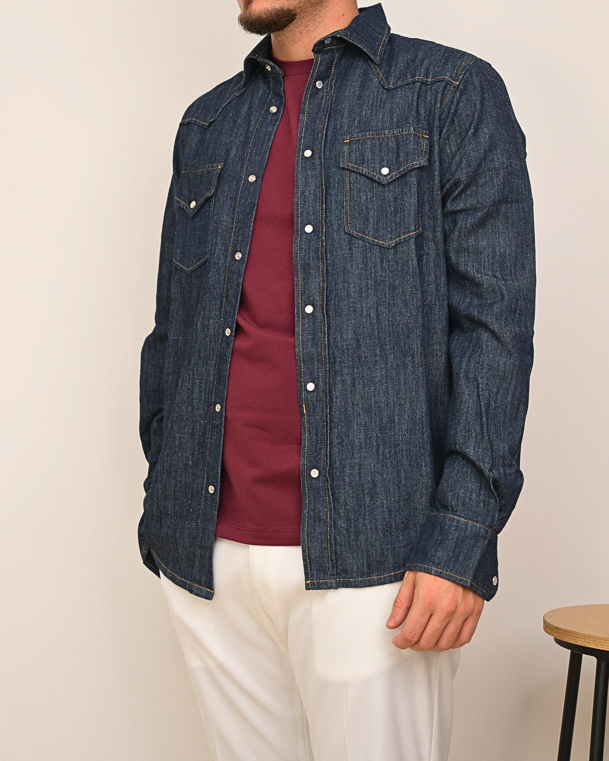 DOPPIAVVI CAMICIA TEXASD DENIM MADREPERLA