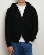 DOPPIAVVI FELPA IN LANA CON ZIP E CAPPUCCIO