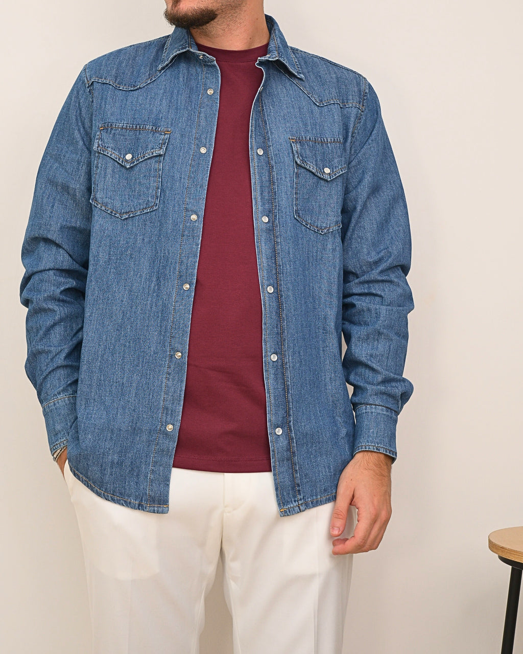 DOPPIAVVI CAMICIA TEXASD DENIM MADREPERLA