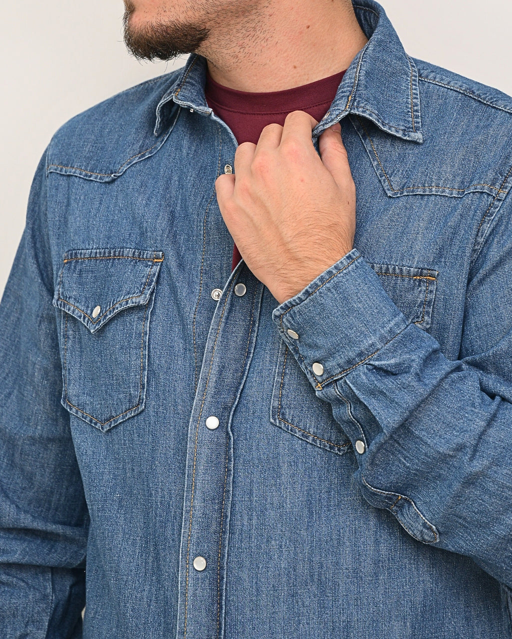 DOPPIAVVI CAMICIA TEXASD DENIM MADREPERLA