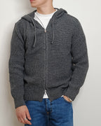 DOPPIAVVI FELPA IN LANA CON ZIP E CAPPUCCIO