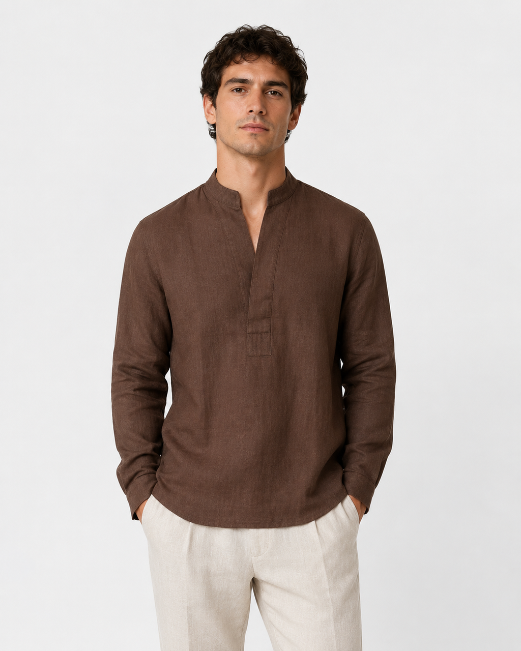 Camicia serafino in lino