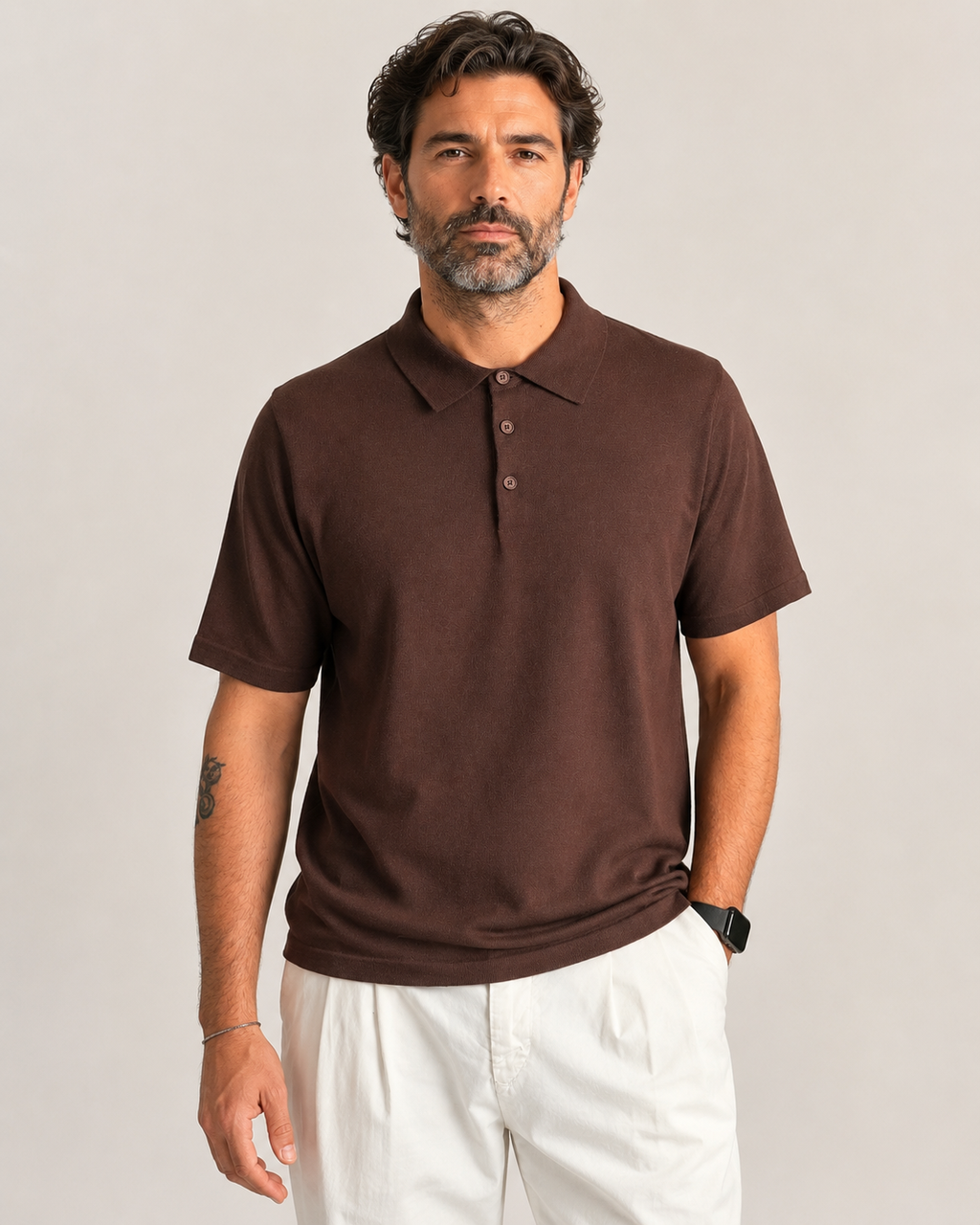 Polo in filo cotone con bottoni