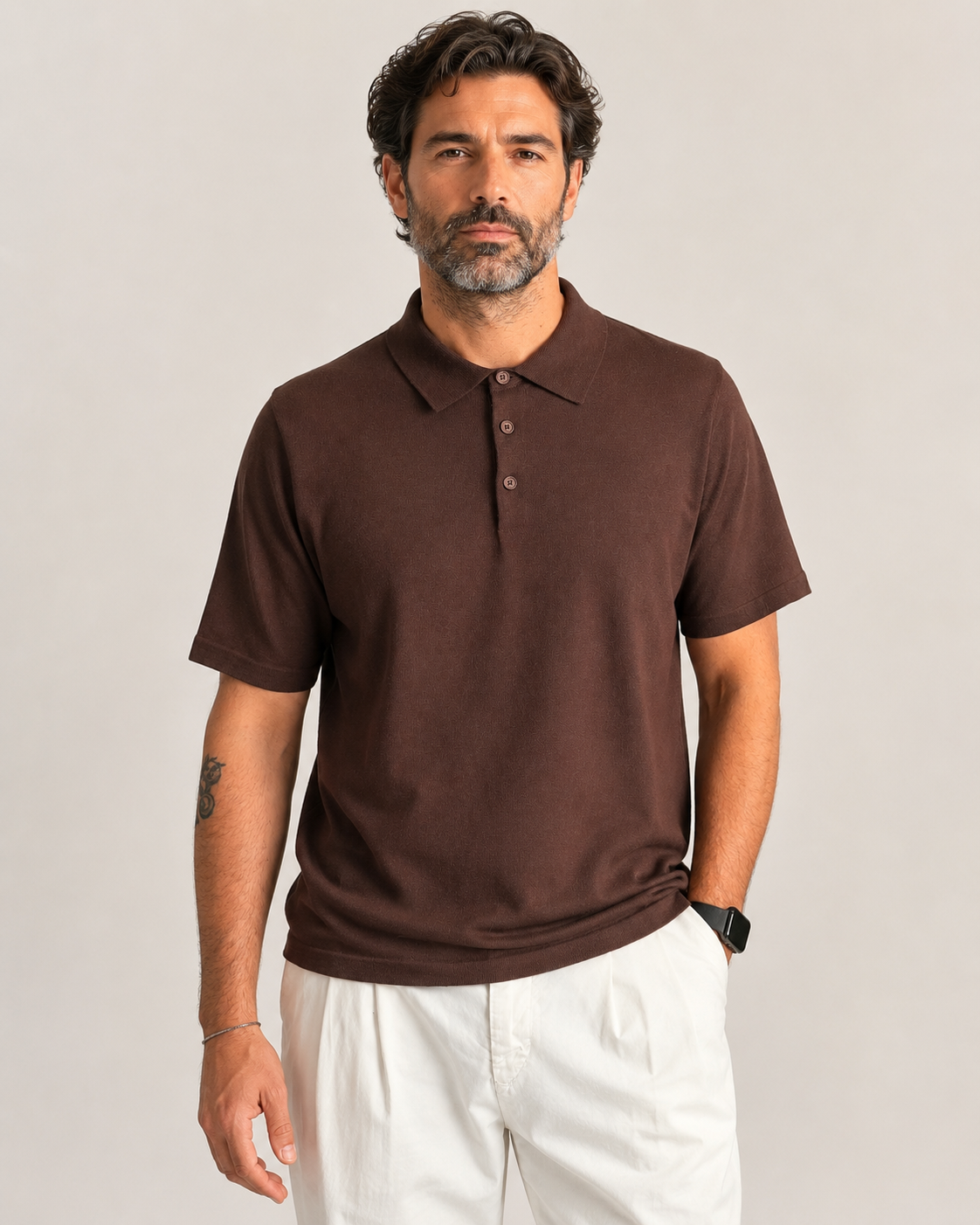Polo in filo cotone con bottoni