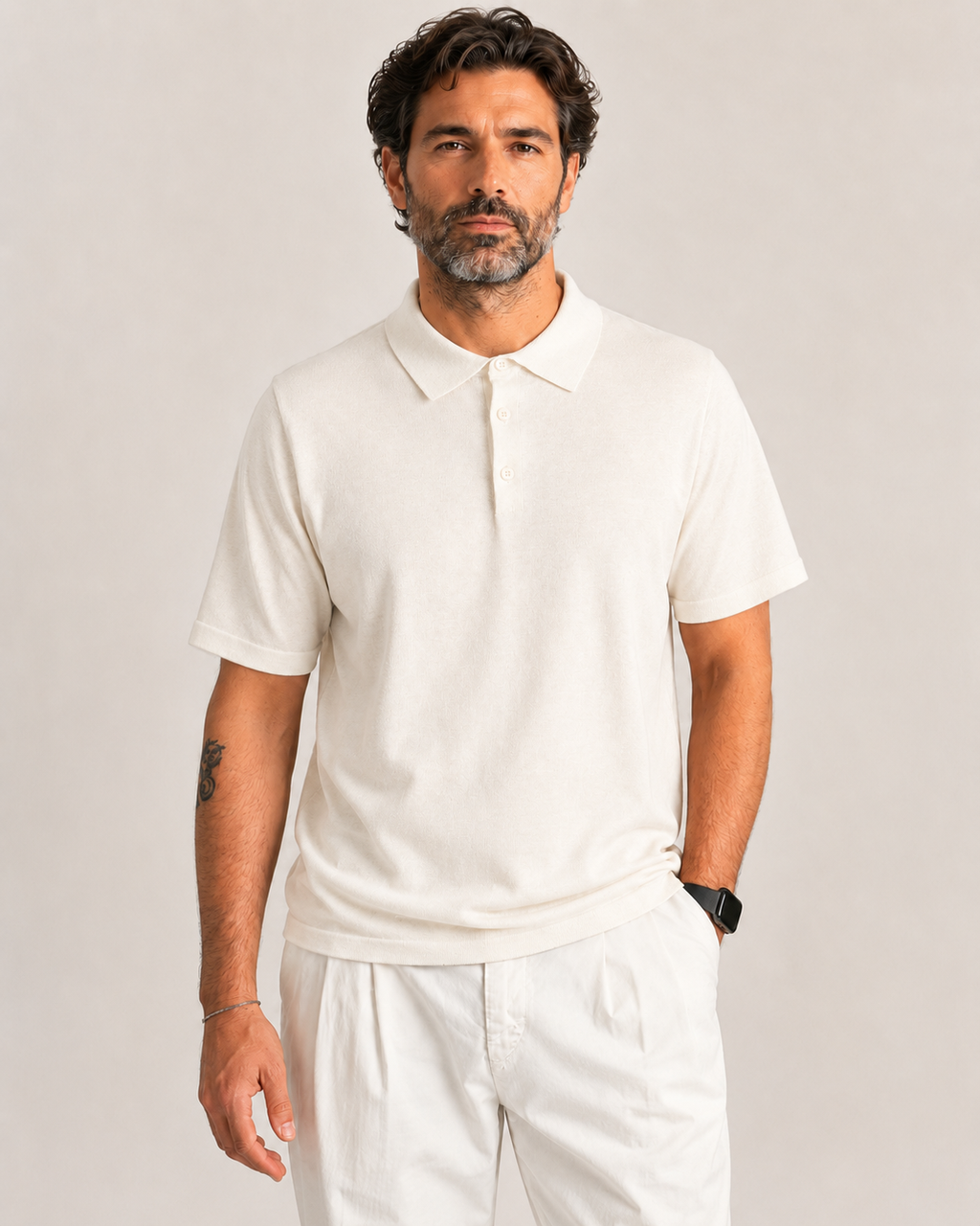 Polo in filo cotone con bottoni