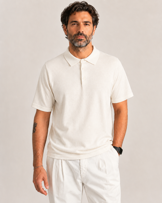 Polo in filo cotone con bottoni
