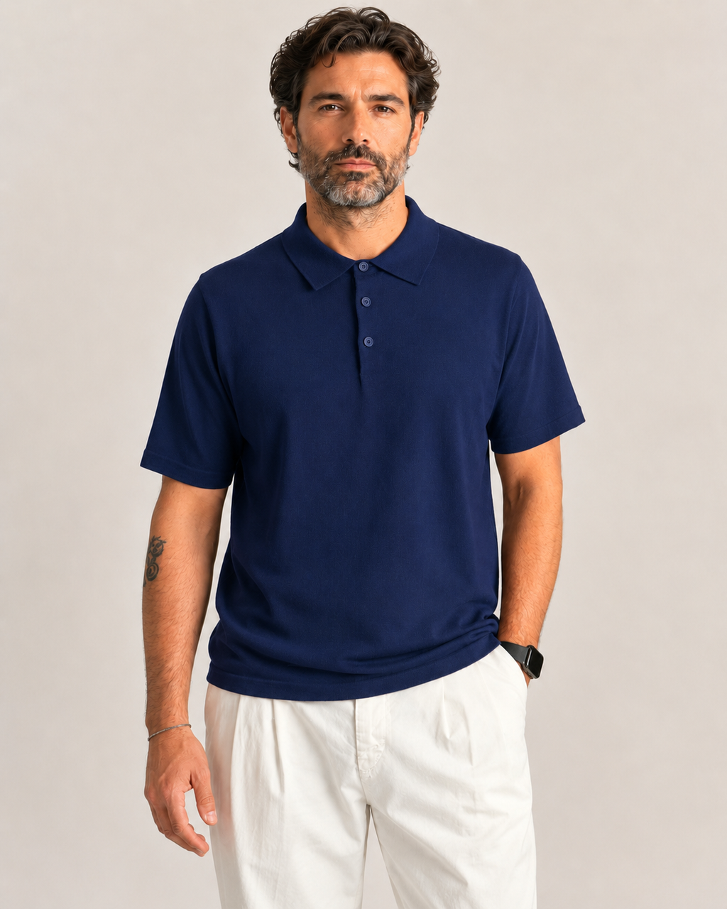 Polo in filo cotone con bottoni