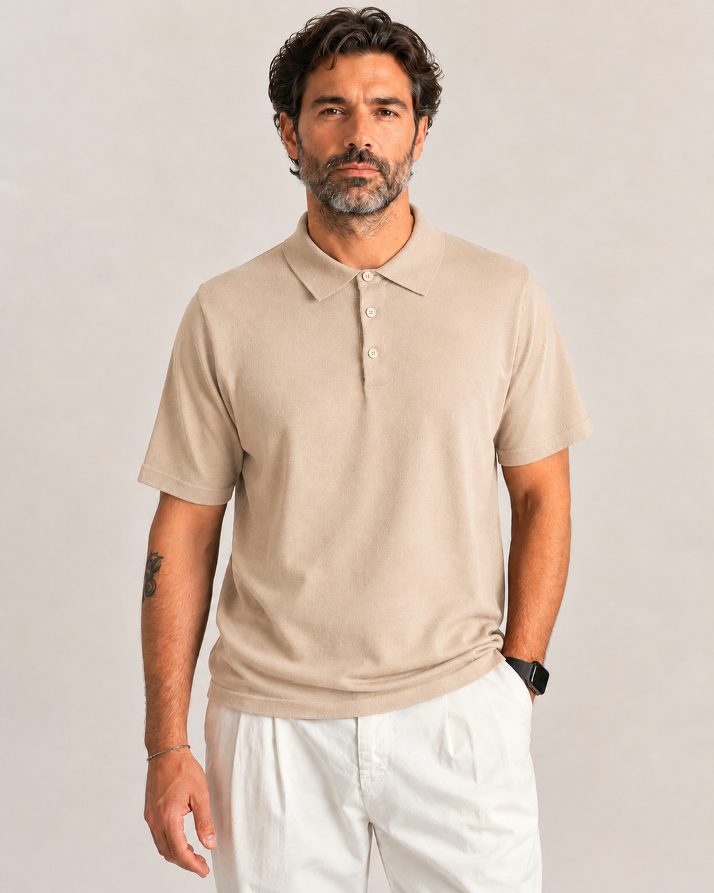 Polo in filo cotone con bottoni