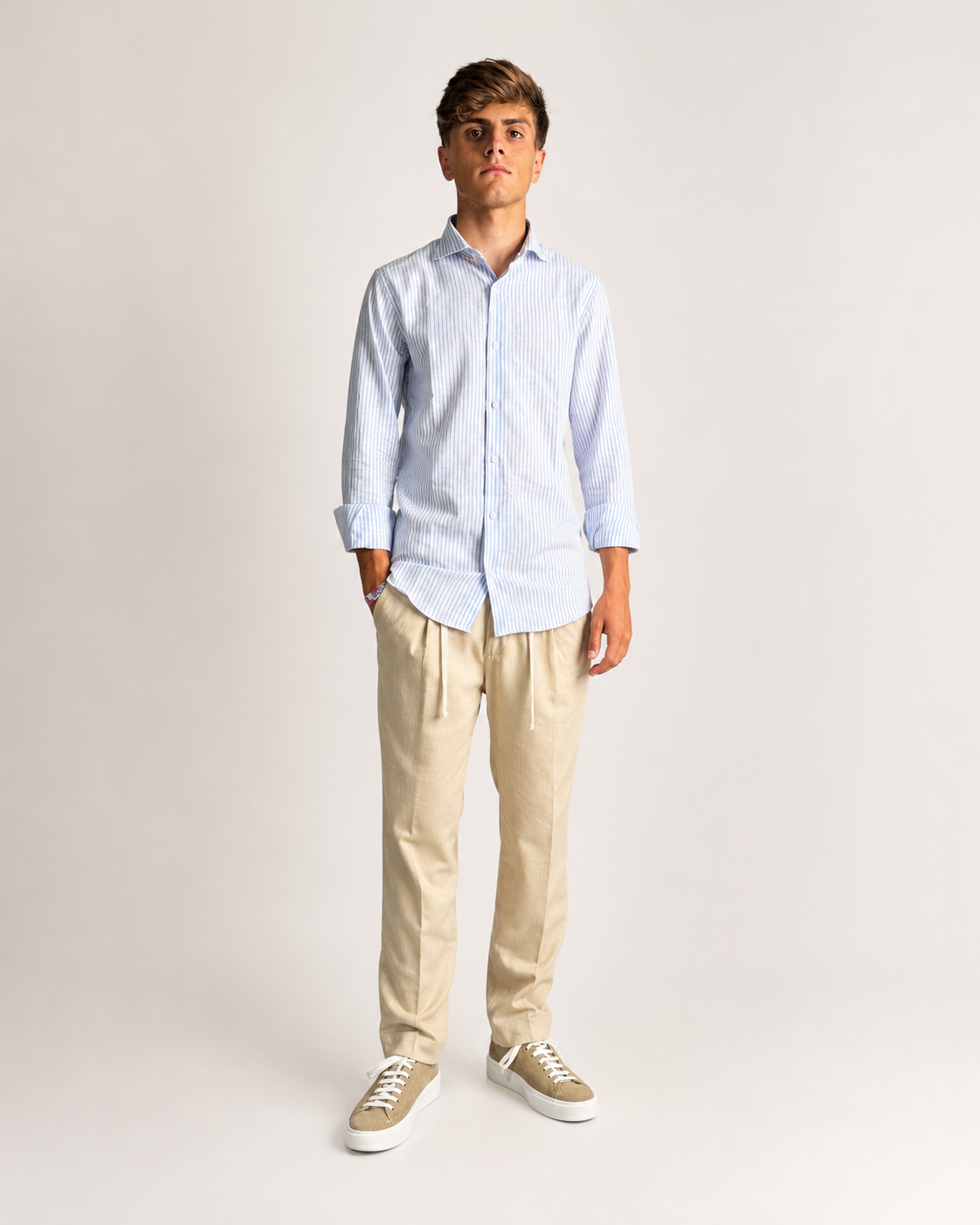 Camicia in lino rigata
