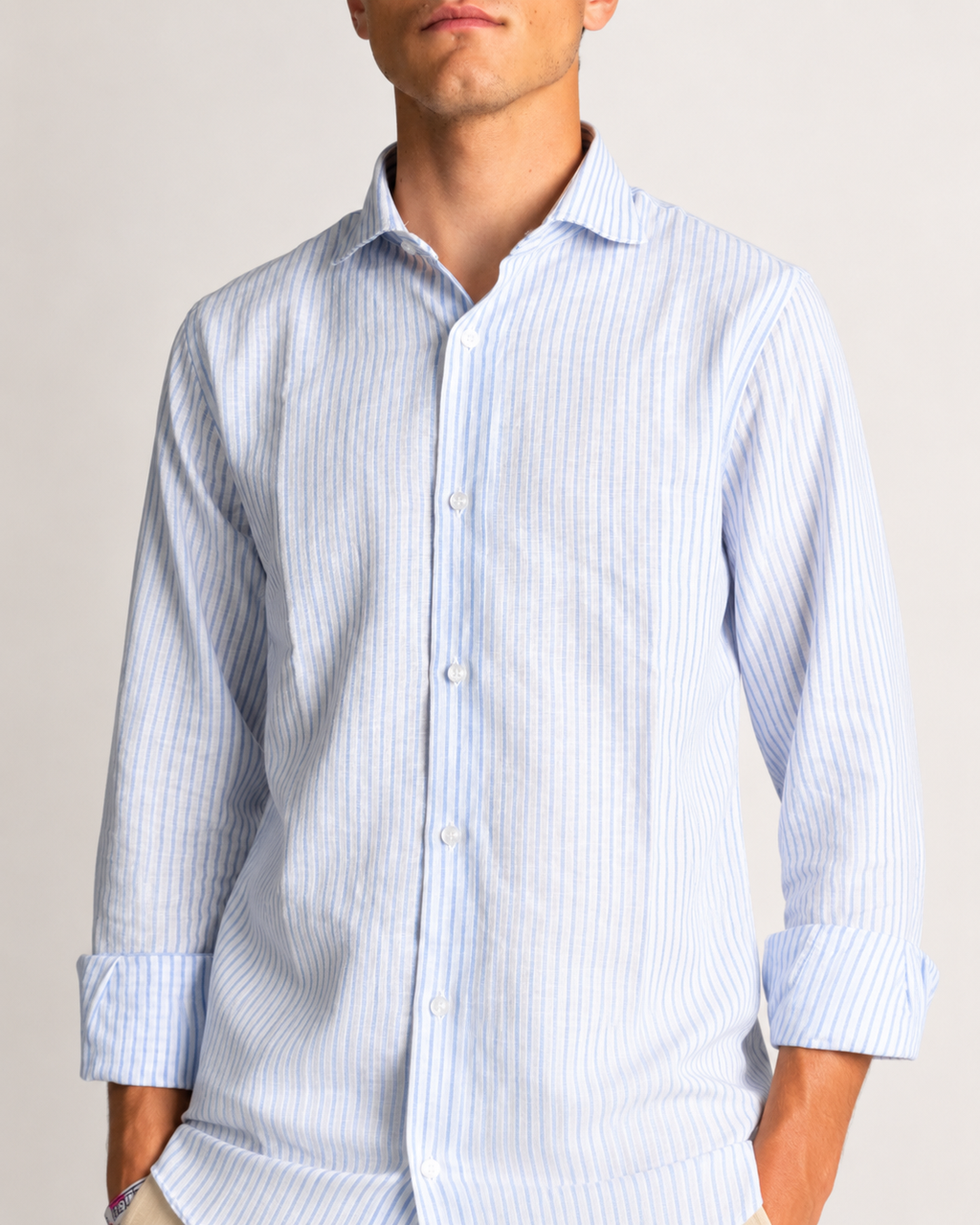 Camicia in lino rigata