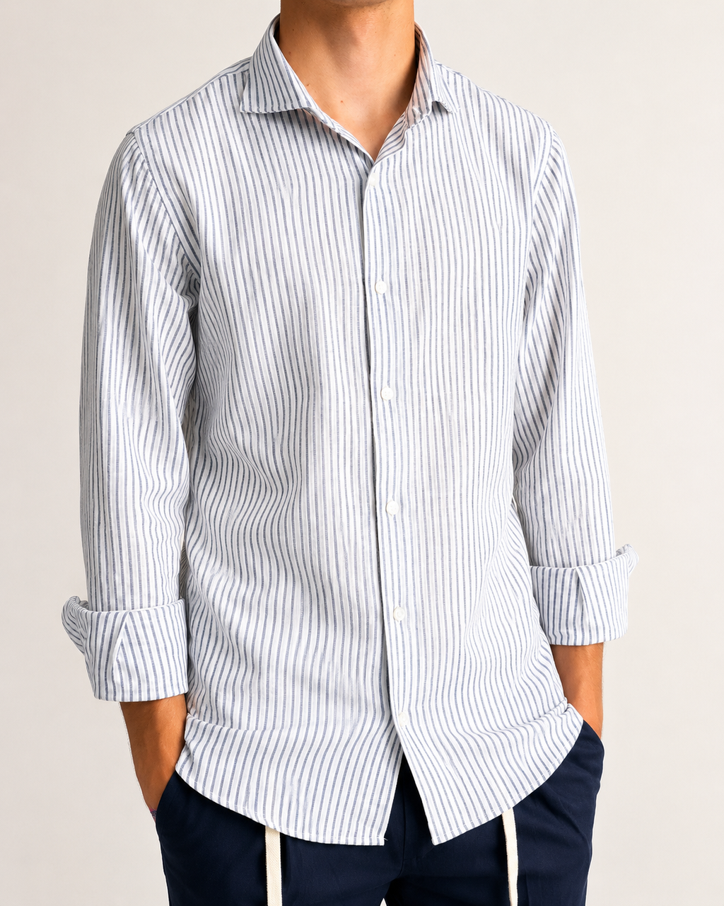 Camicia in lino rigata