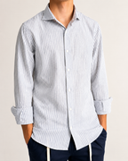Camicia in lino rigata