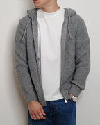 DOPPIAVVI FELPA IN LANA CON ZIP E CAPPUCCIO