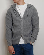 DOPPIAVVI FELPA IN LANA CON ZIP E CAPPUCCIO