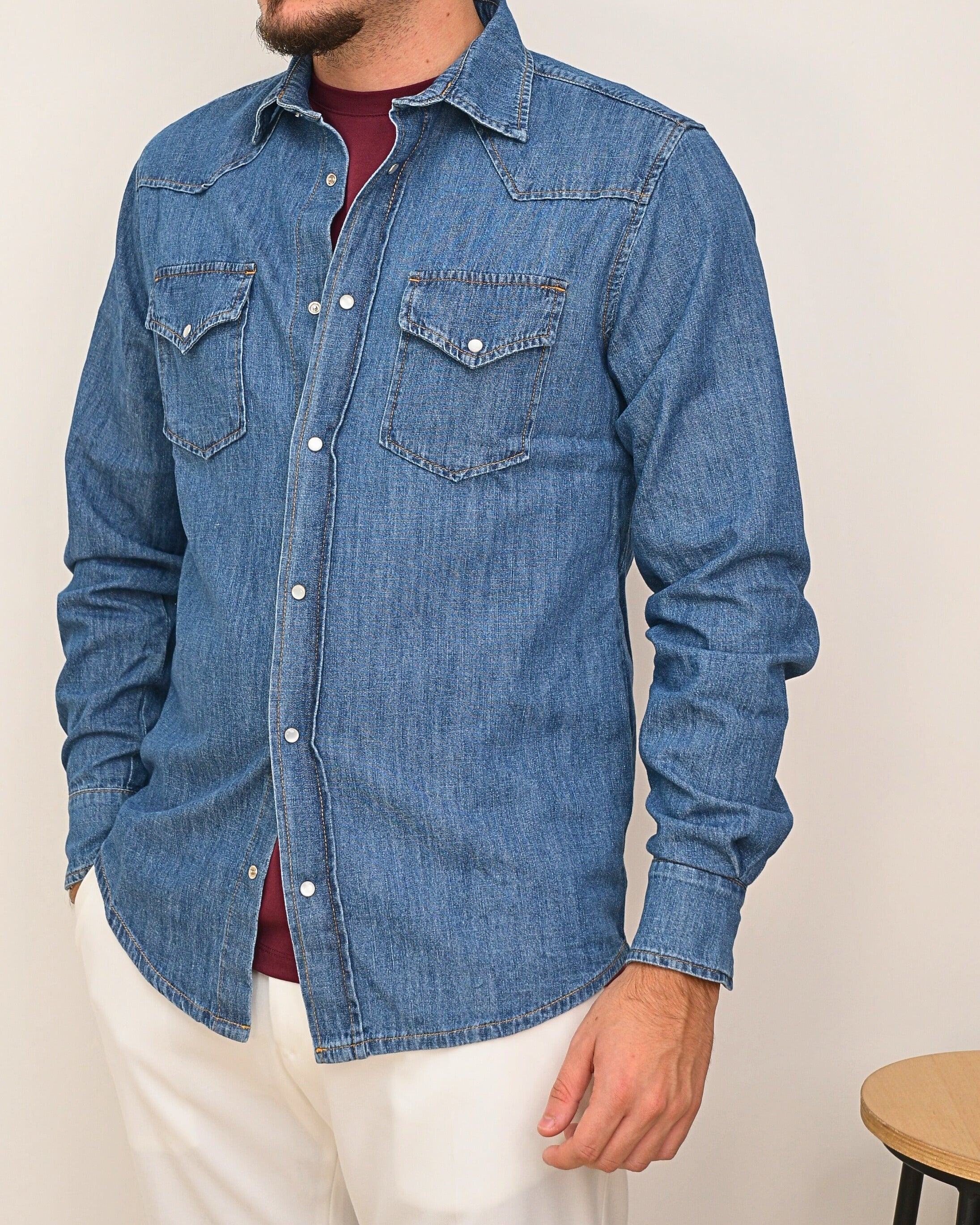 DOPPIAVVI CAMICIA TEXASD DENIM MADREPERLA