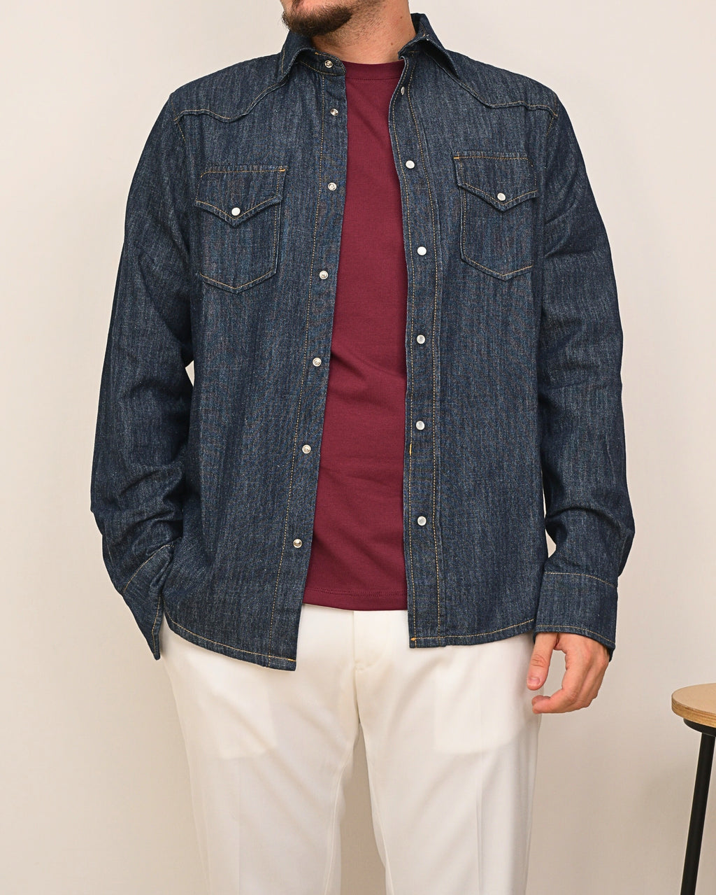 DOPPIAVVI CAMICIA TEXASD DENIM MADREPERLA