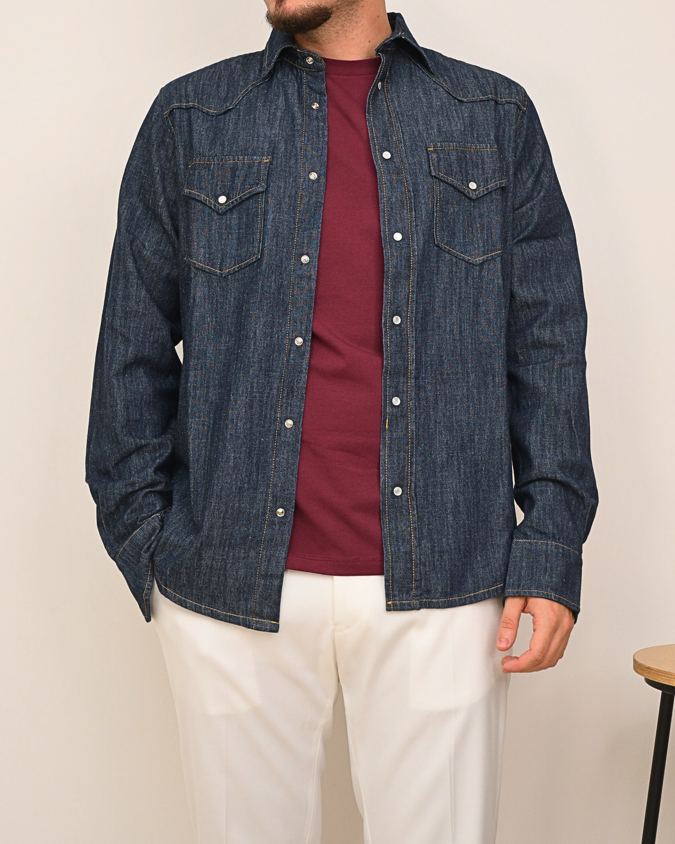 DOPPIAVVI CAMICIA TEXASD DENIM MADREPERLA