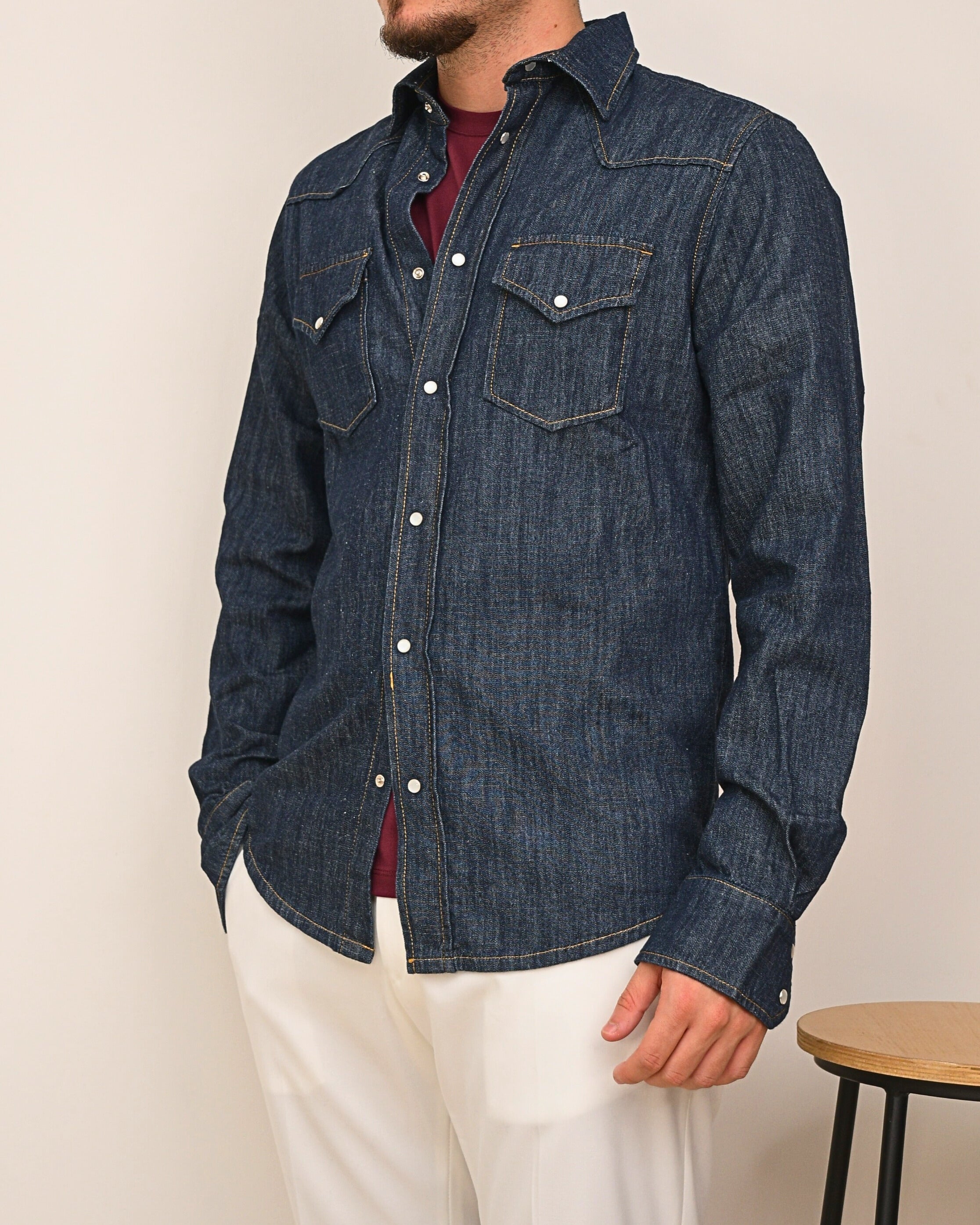 DOPPIAVVI CAMICIA TEXASD DENIM MADREPERLA