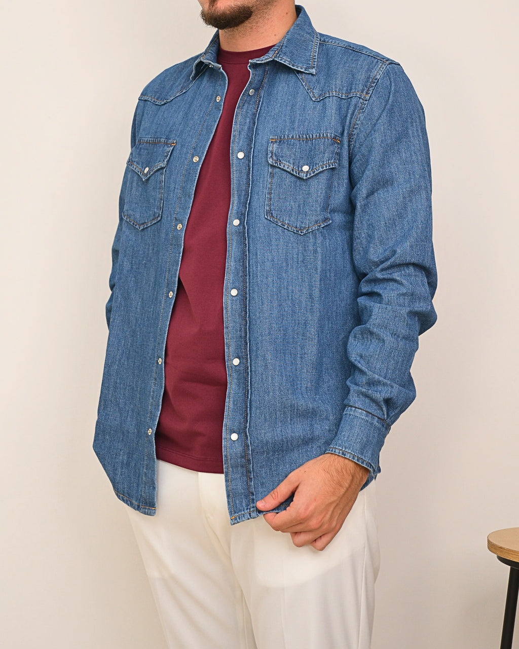 DOPPIAVVI CAMICIA TEXASD DENIM MADREPERLA