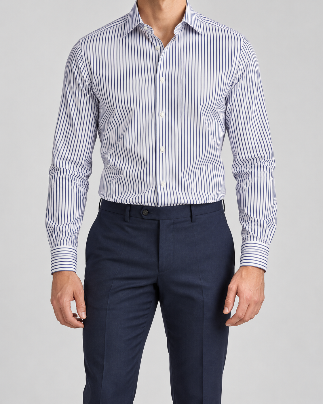 CAMICIA SLIM RIGATO BLU - MIGLIACCIO