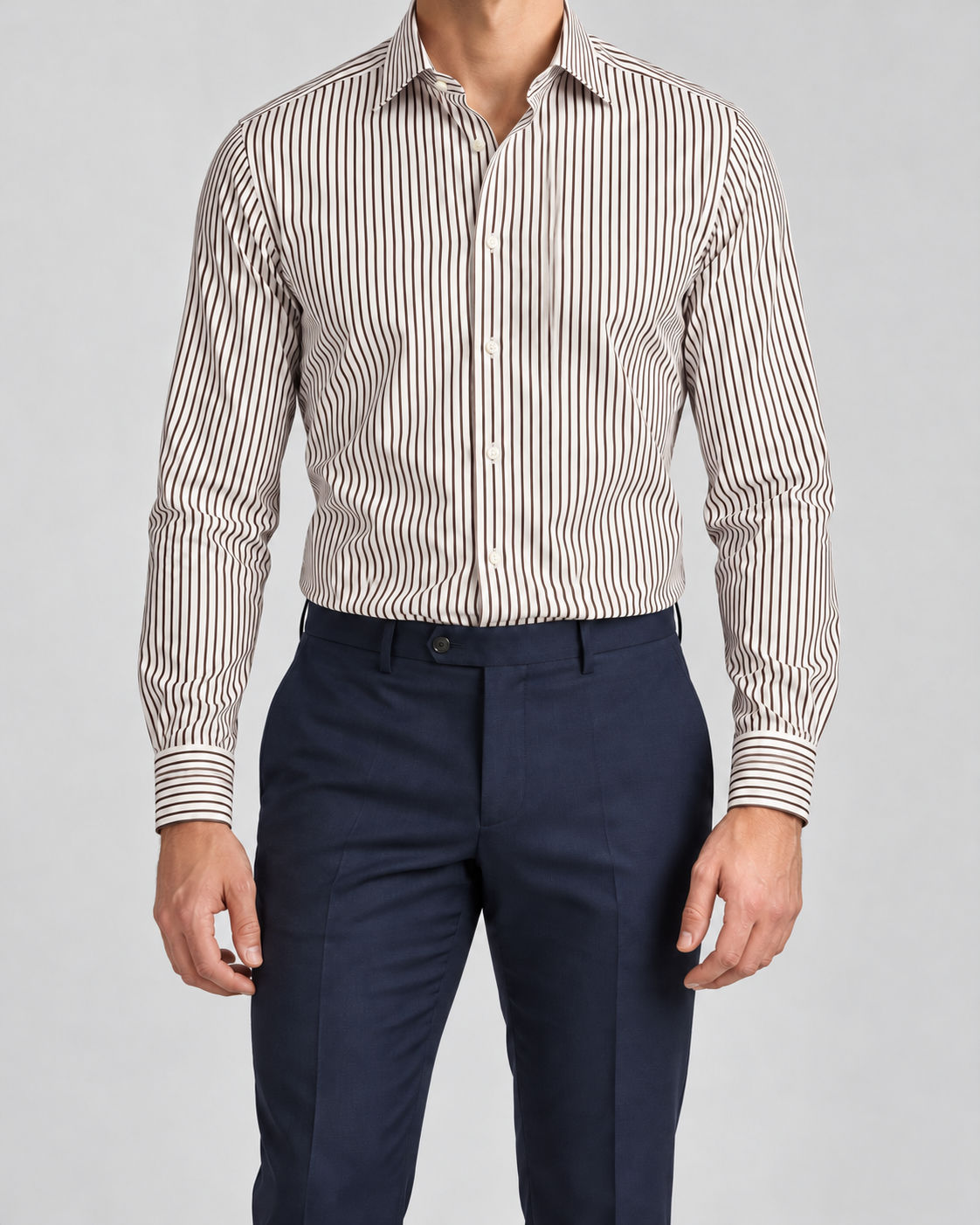 CAMICIA SLIM RIGATO MORO - MIGLIACCIO