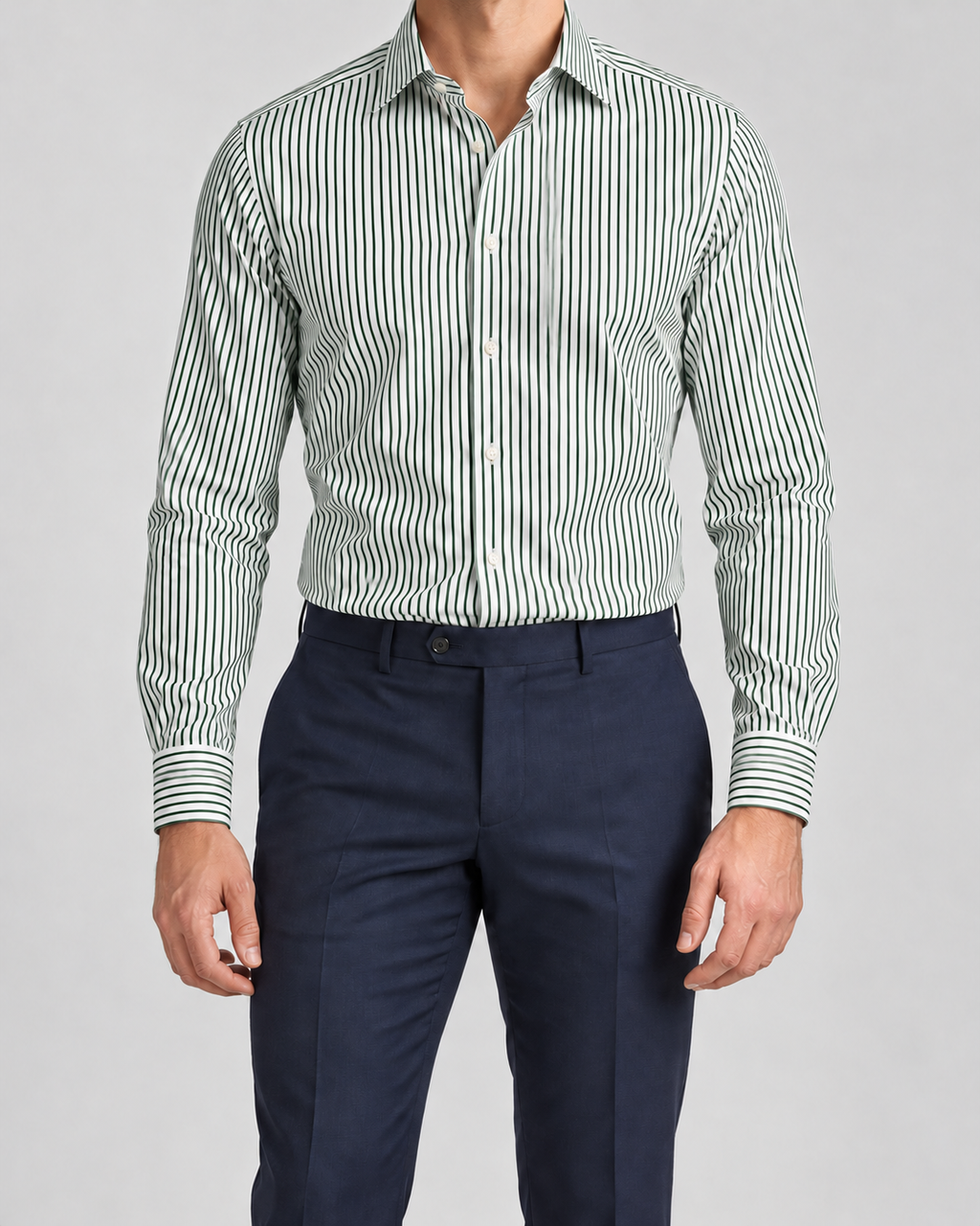 CAMICIA SLIM RIGATO VERDE - MIGLIACCIO