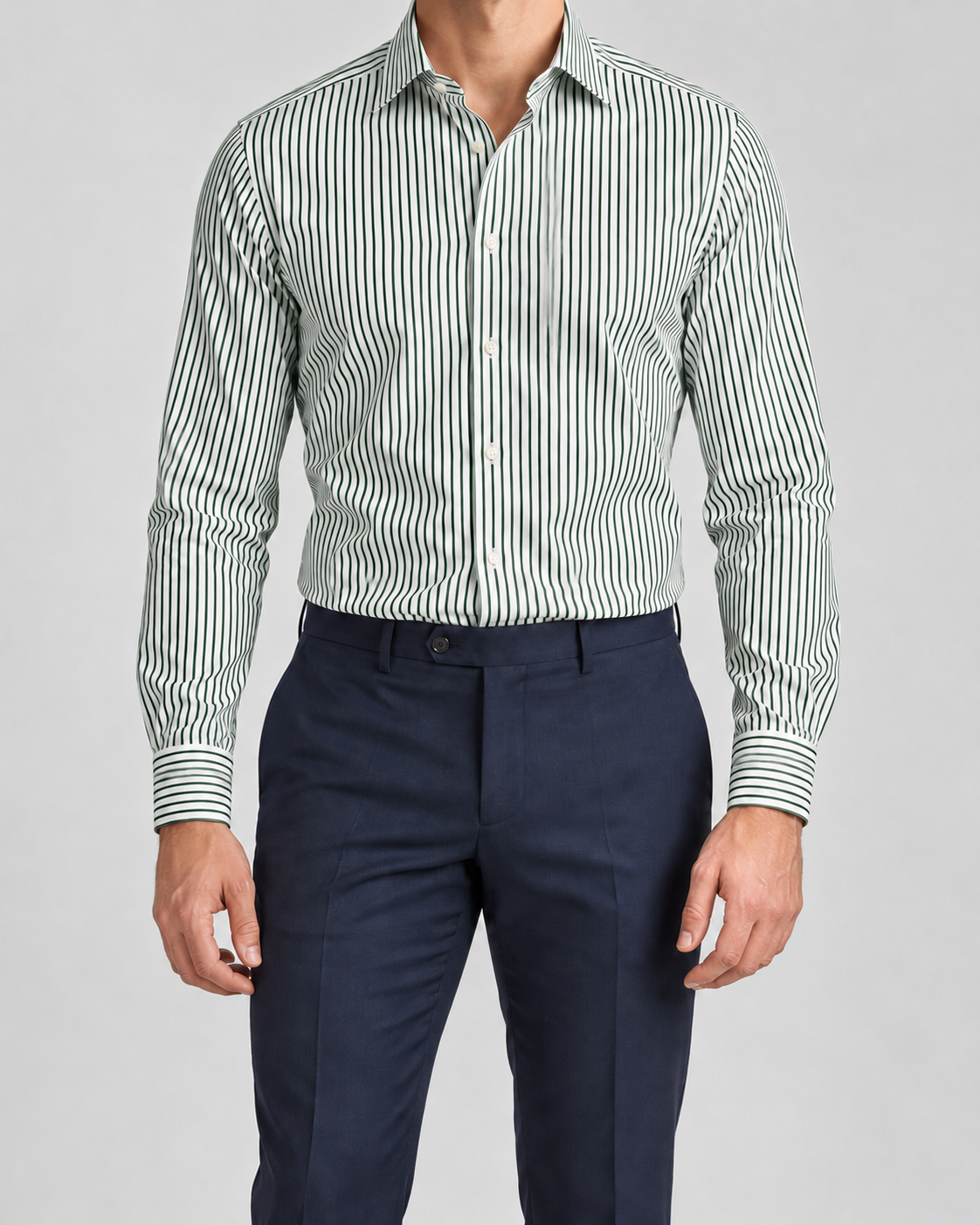 CAMICIA SLIM RIGATO VERDE - MIGLIACCIO