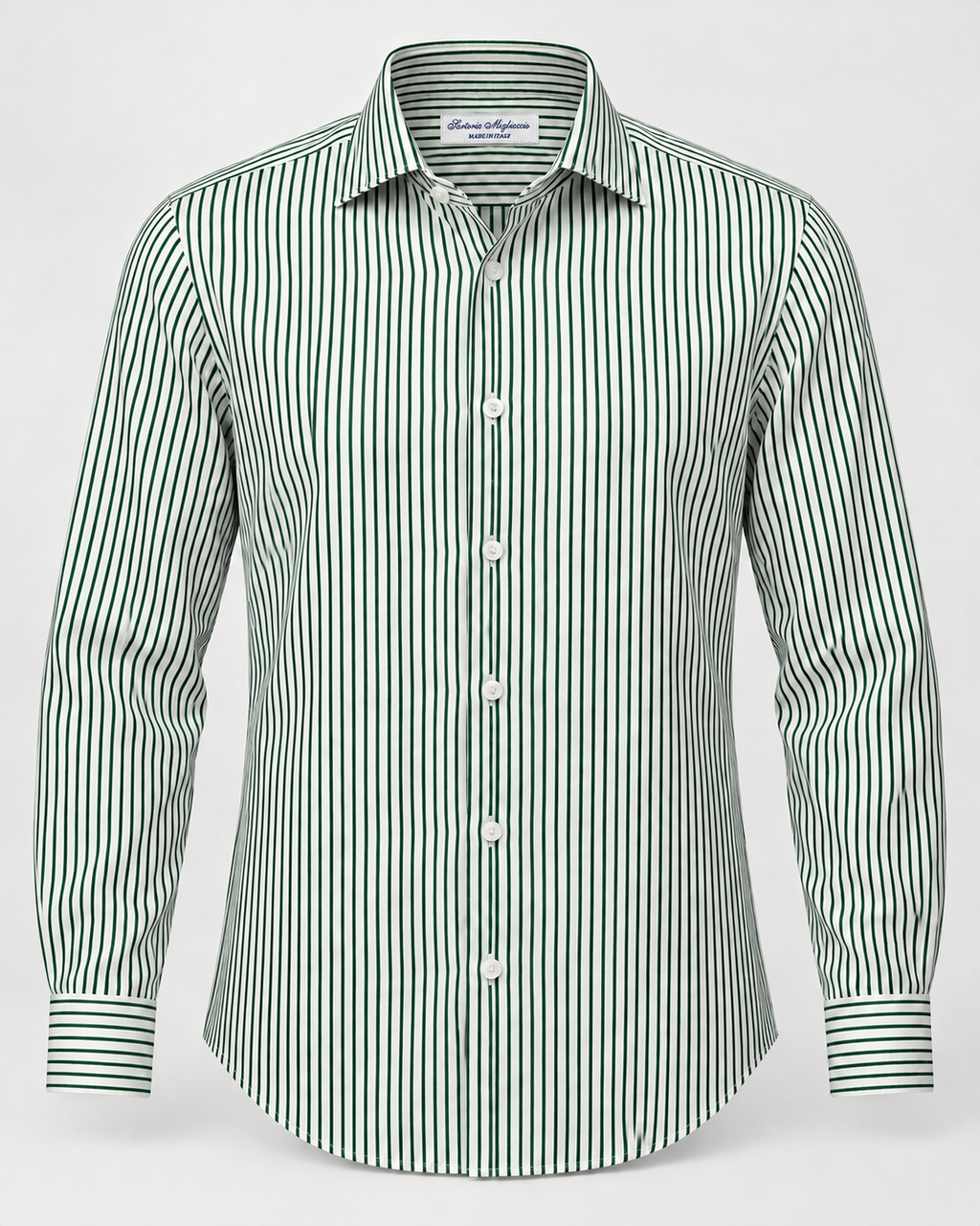 CAMICIA SLIM RIGATO VERDE - MIGLIACCIO