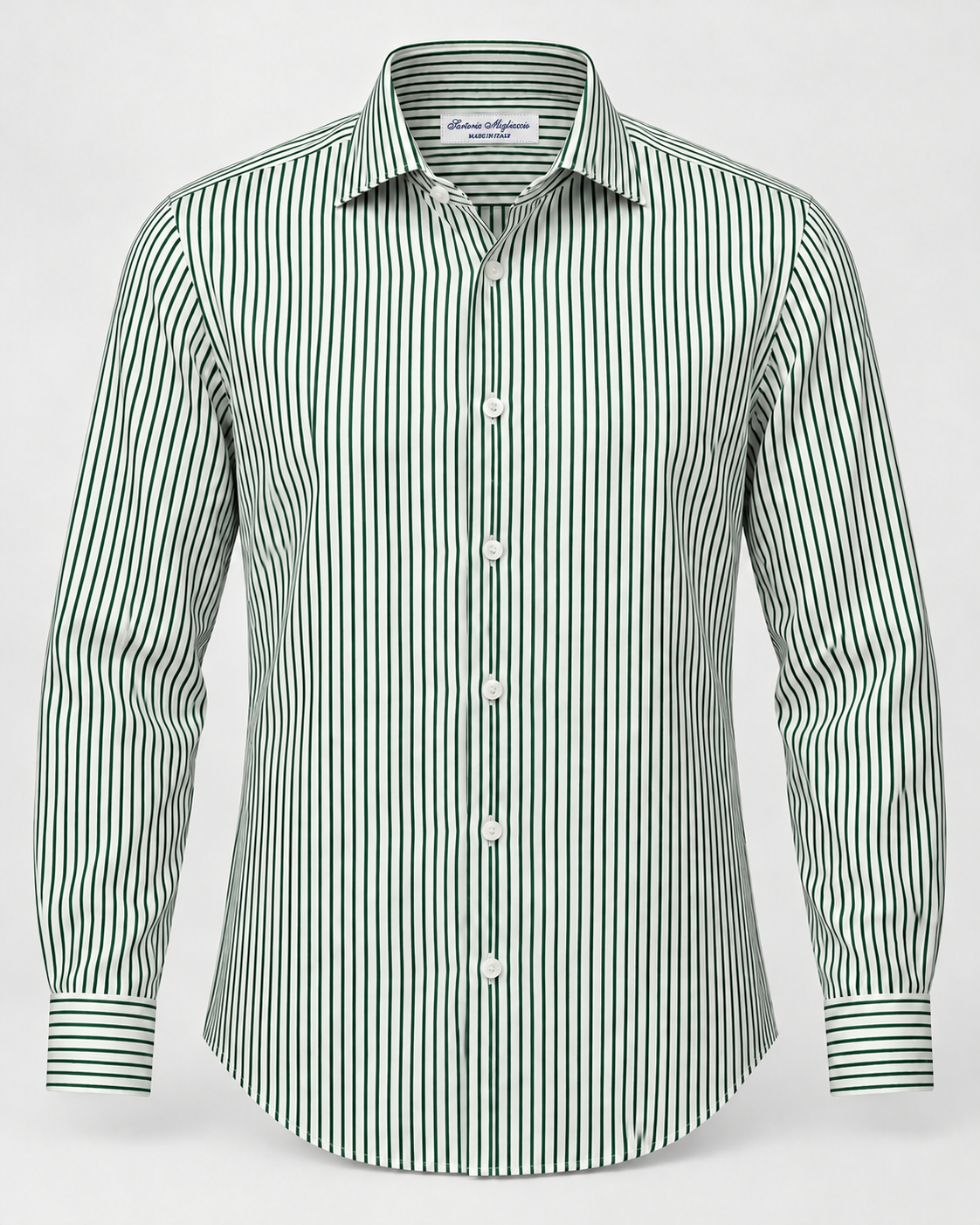 CAMICIA SLIM RIGATO VERDE - MIGLIACCIO