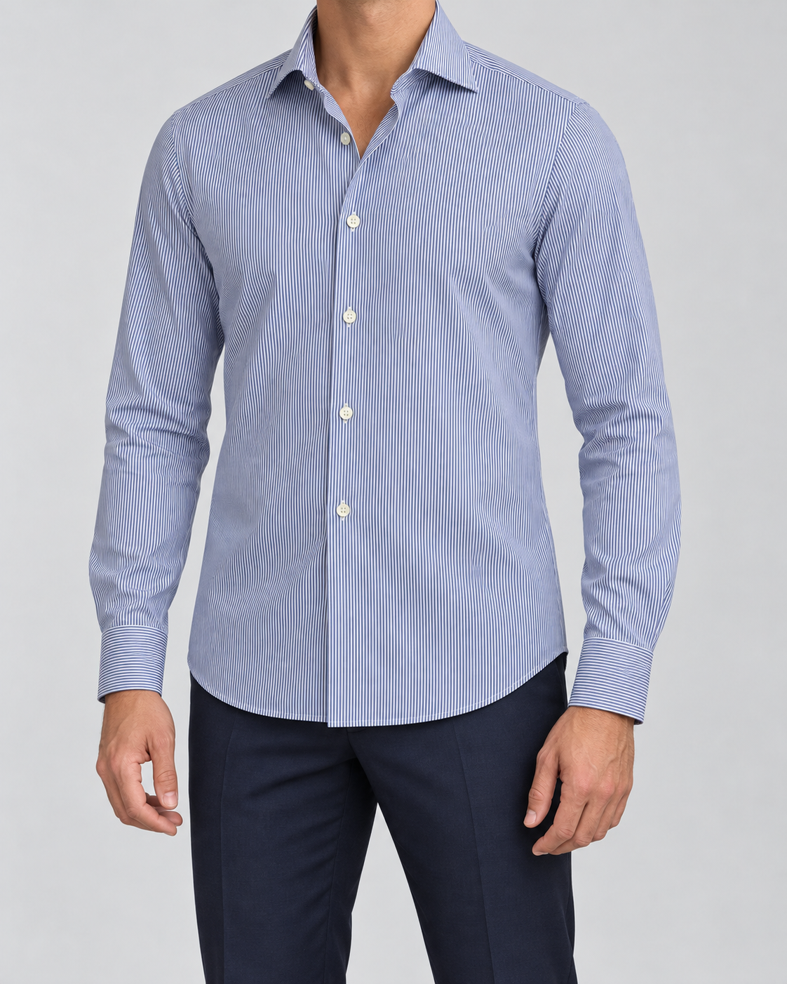 CAMICIA SLIM RIGATO BLU - MIGLIACCIO